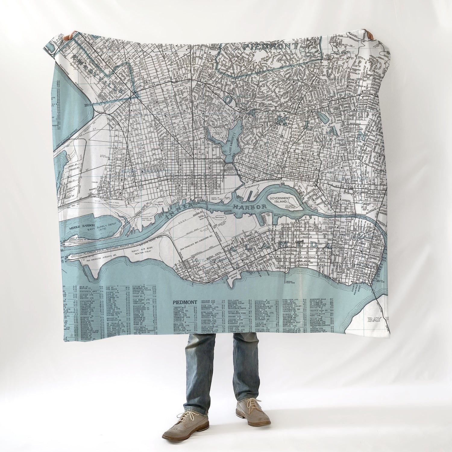 Alameda - Oakland, CA Vintage Map Blanket