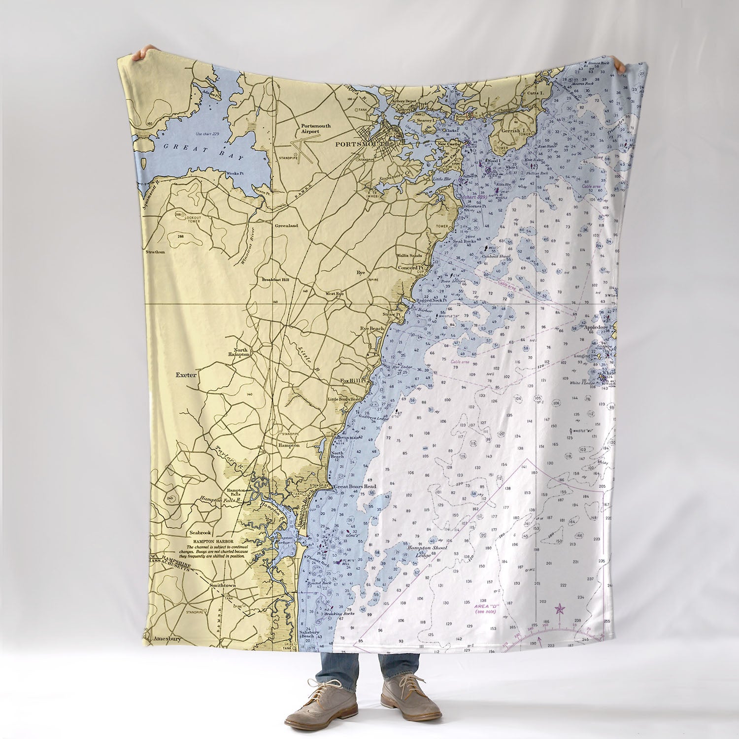 Exeter MA - Vintage Nautical Chart, 1958 Blanket