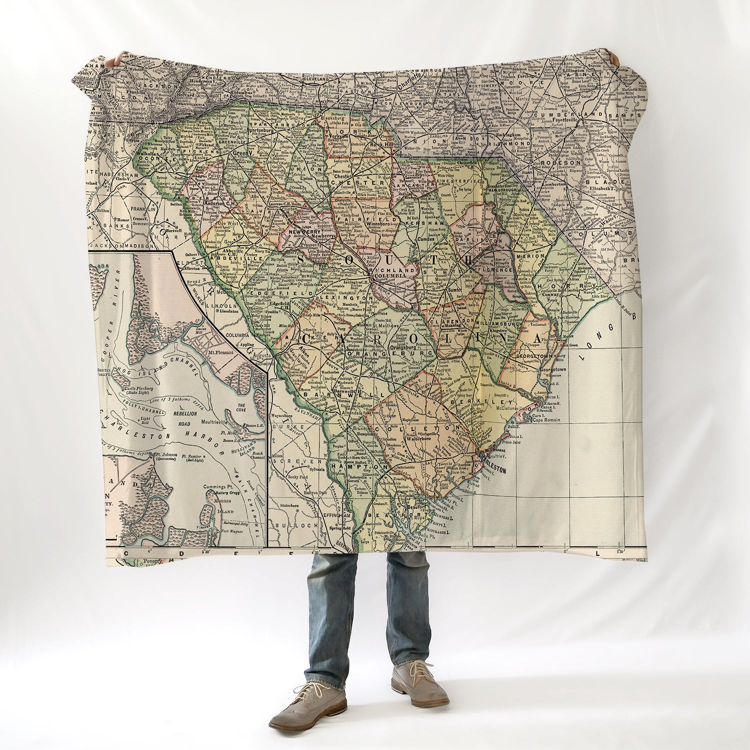 South Carolina State vintage State Map Blanket