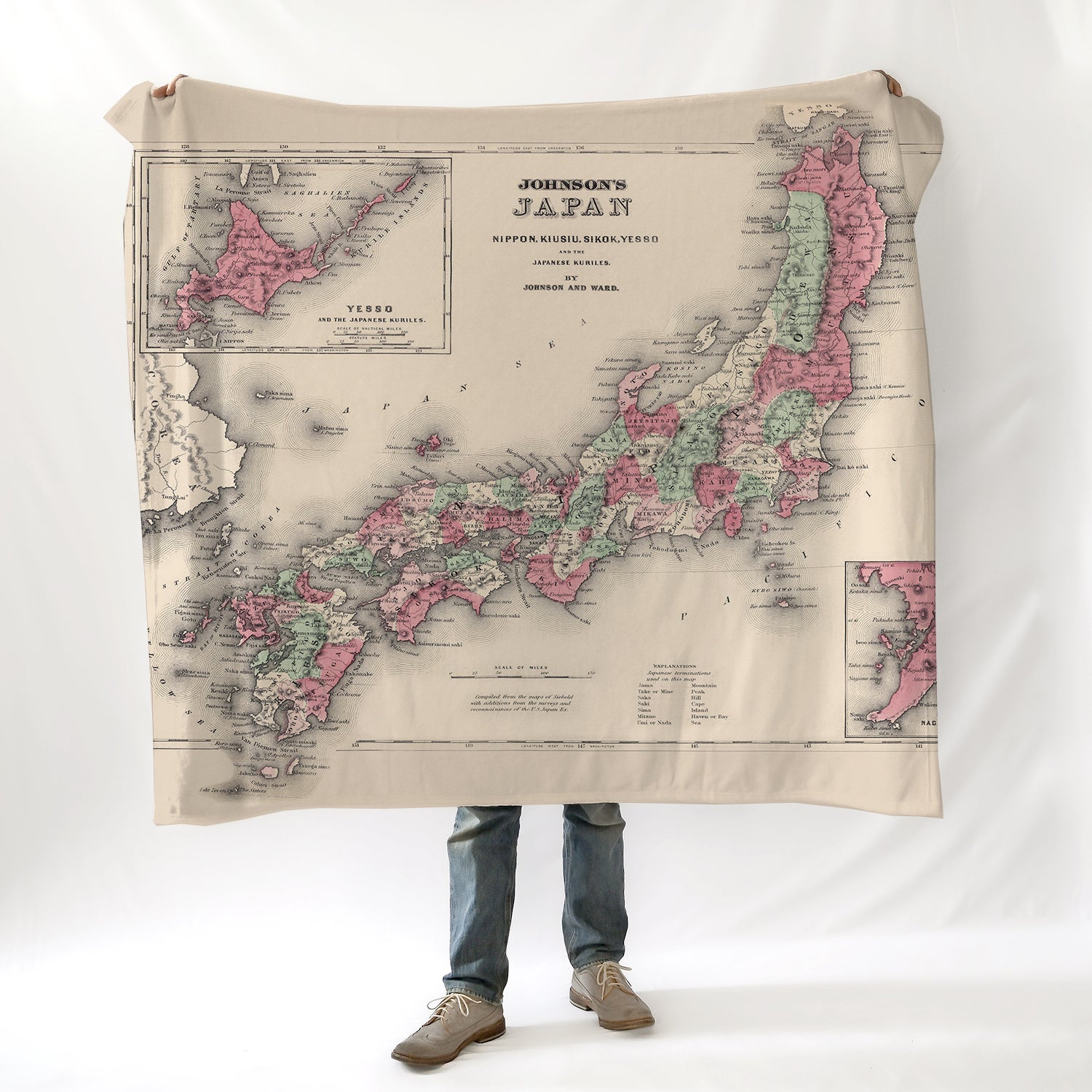 Vintage Map of Japan Blanket