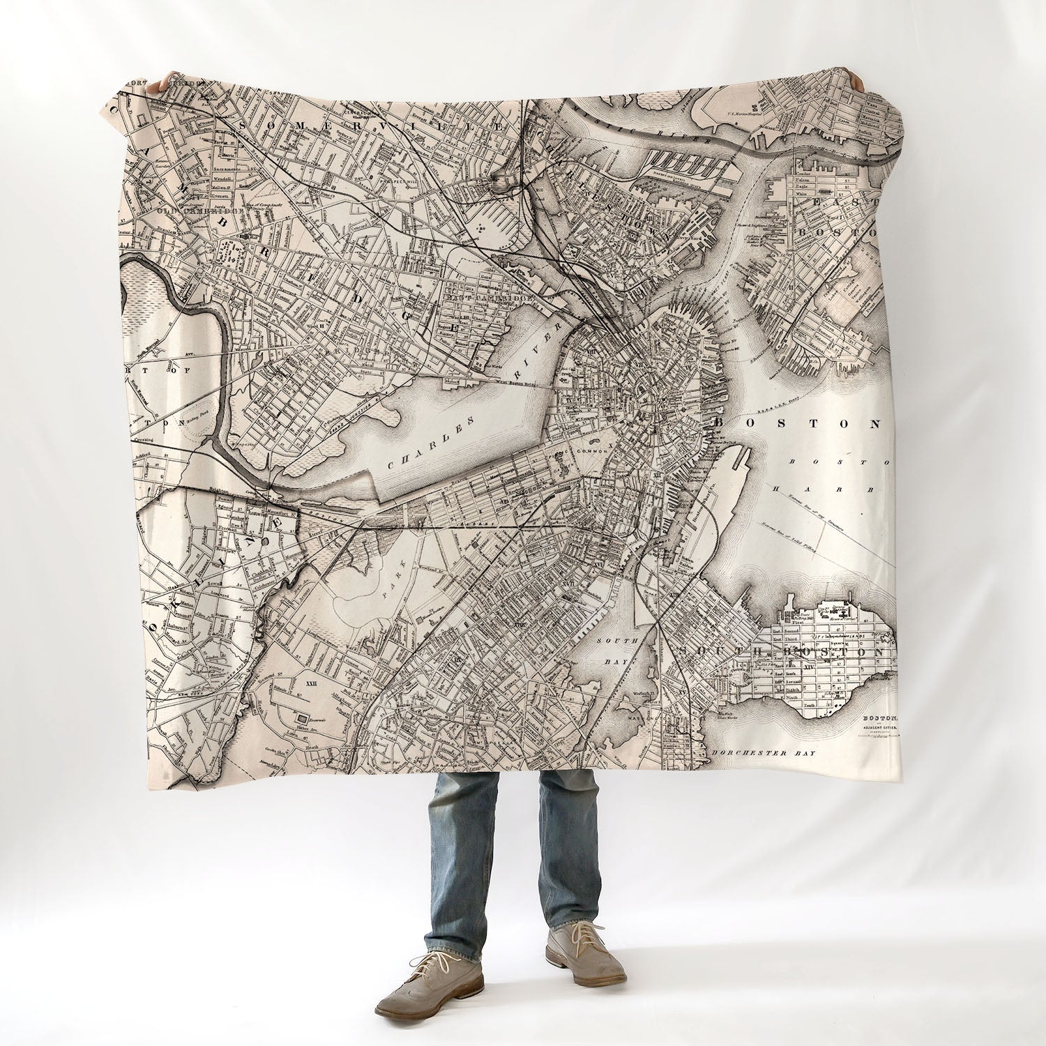 Boston Antique Map Blanket