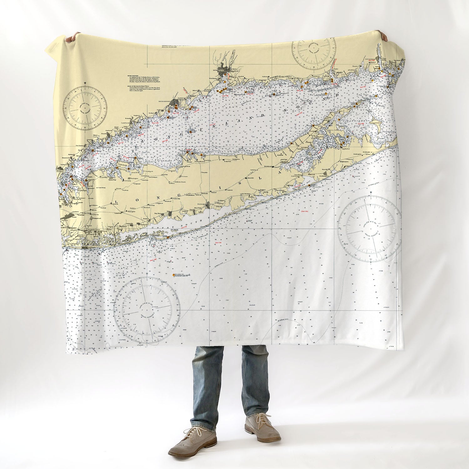 Long Island, NY - Vintage Chart Blanket