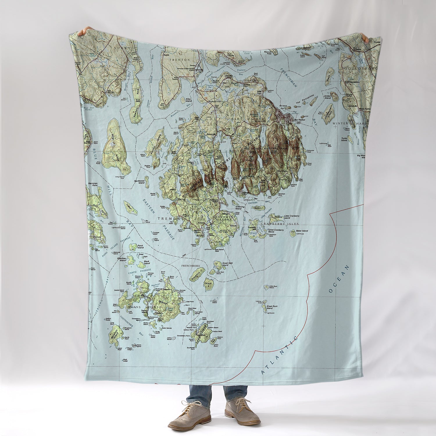 Bar Harbor, Acadia National Park, ME- MDI Topo Map Blanket