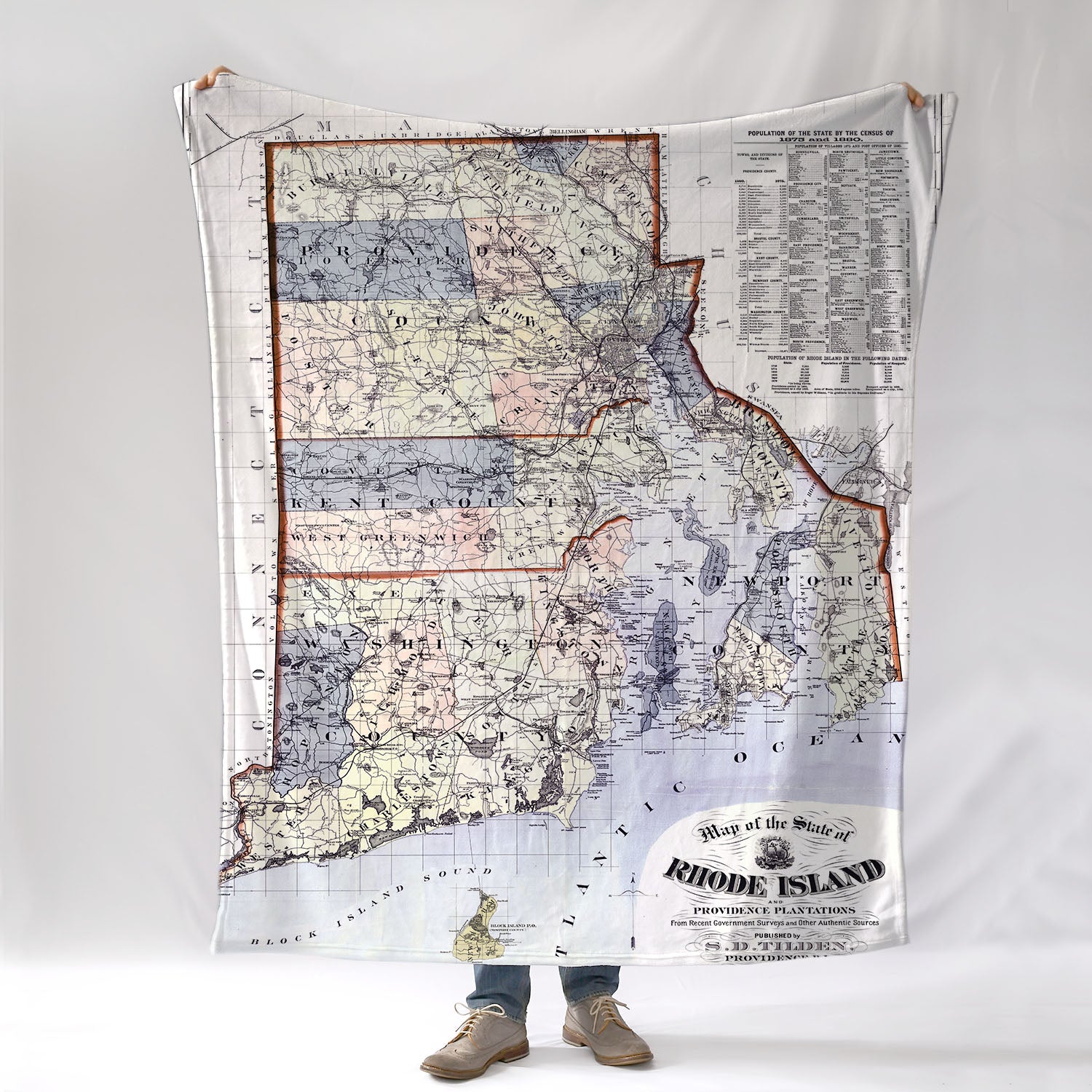 Rhode Island State, Newport, RI Map Blanket