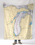 Lake Michigan Nautical Chart Blanket