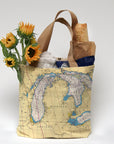 Lake Michigan & Huron Nautical Chart Tote