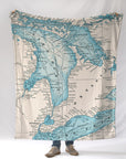 Kincardine, Ontario - Lake Huron Antique Two Tone map Blanket