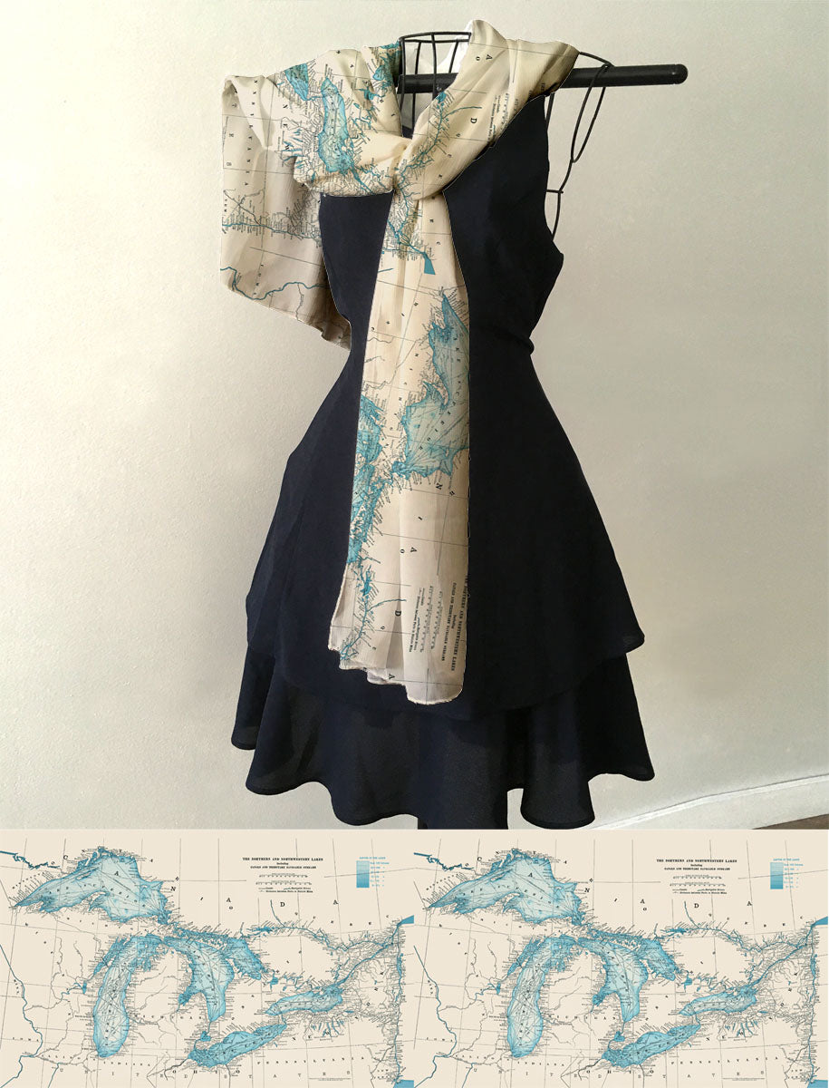 Great Lakes Antique Map Scarf