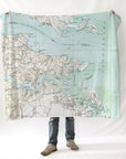 Deltaville, VA Antique Map Blanket