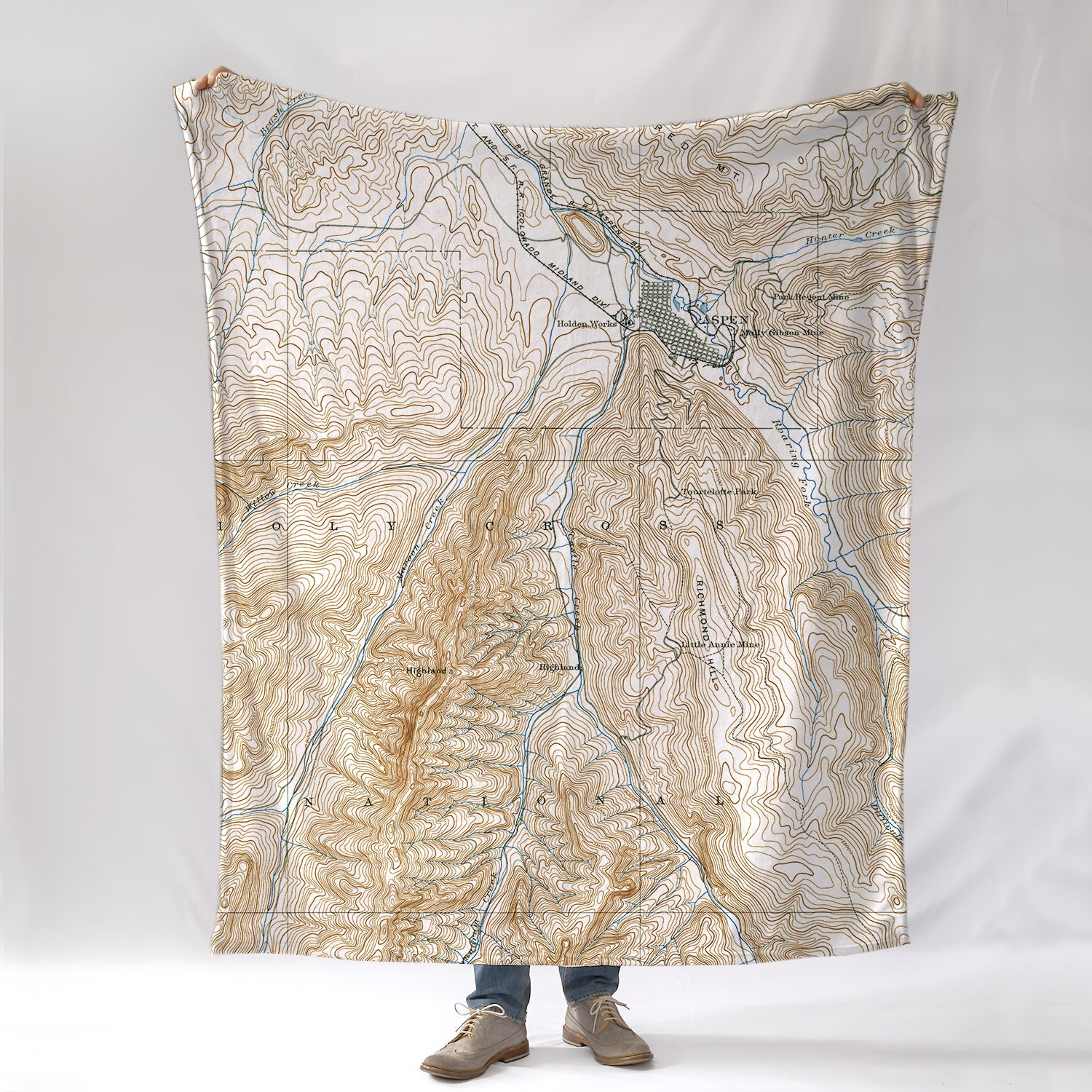 Aspen Colorado Vintage Topographical Map Blanket