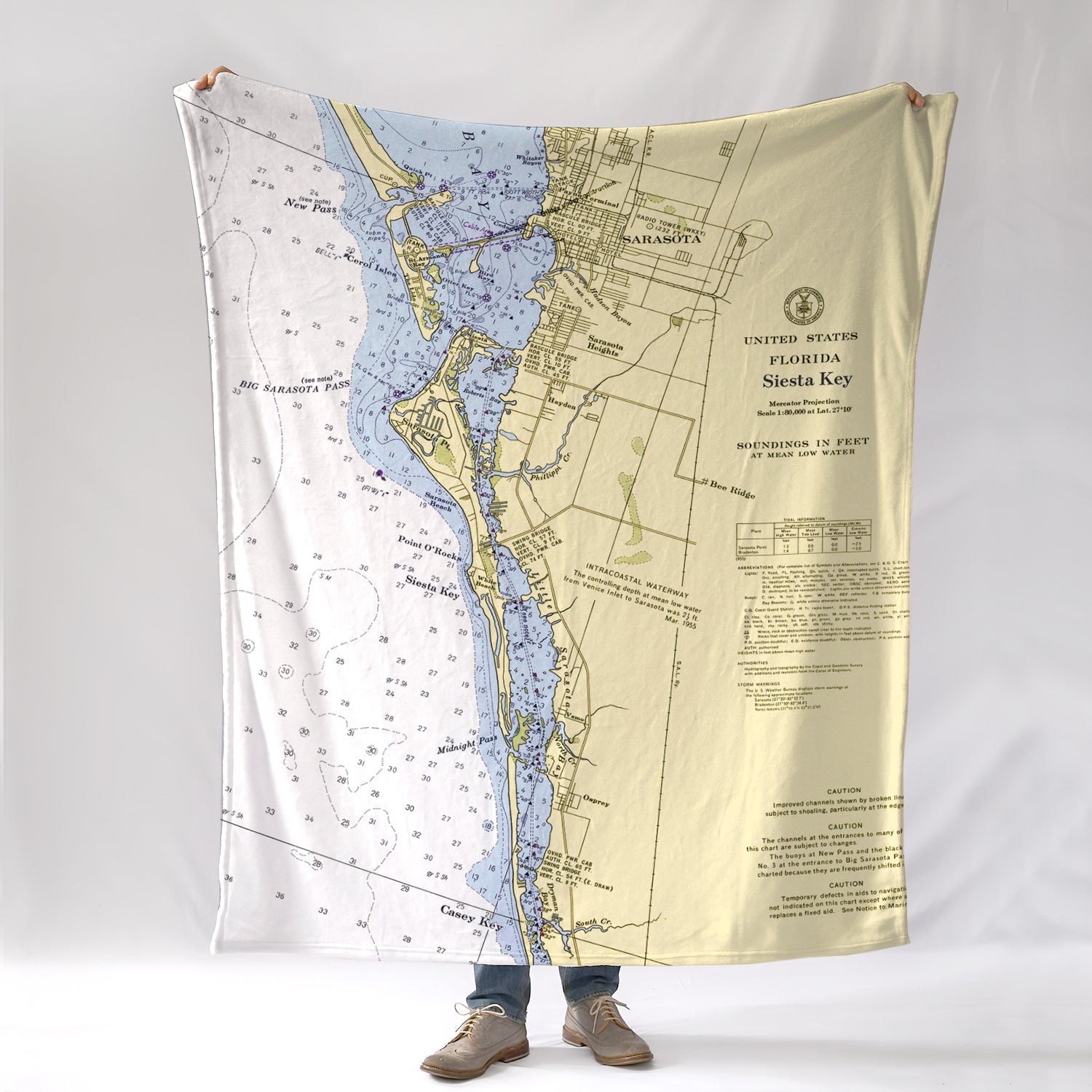 Siesta Key, FL.Nautical Chart Blanket