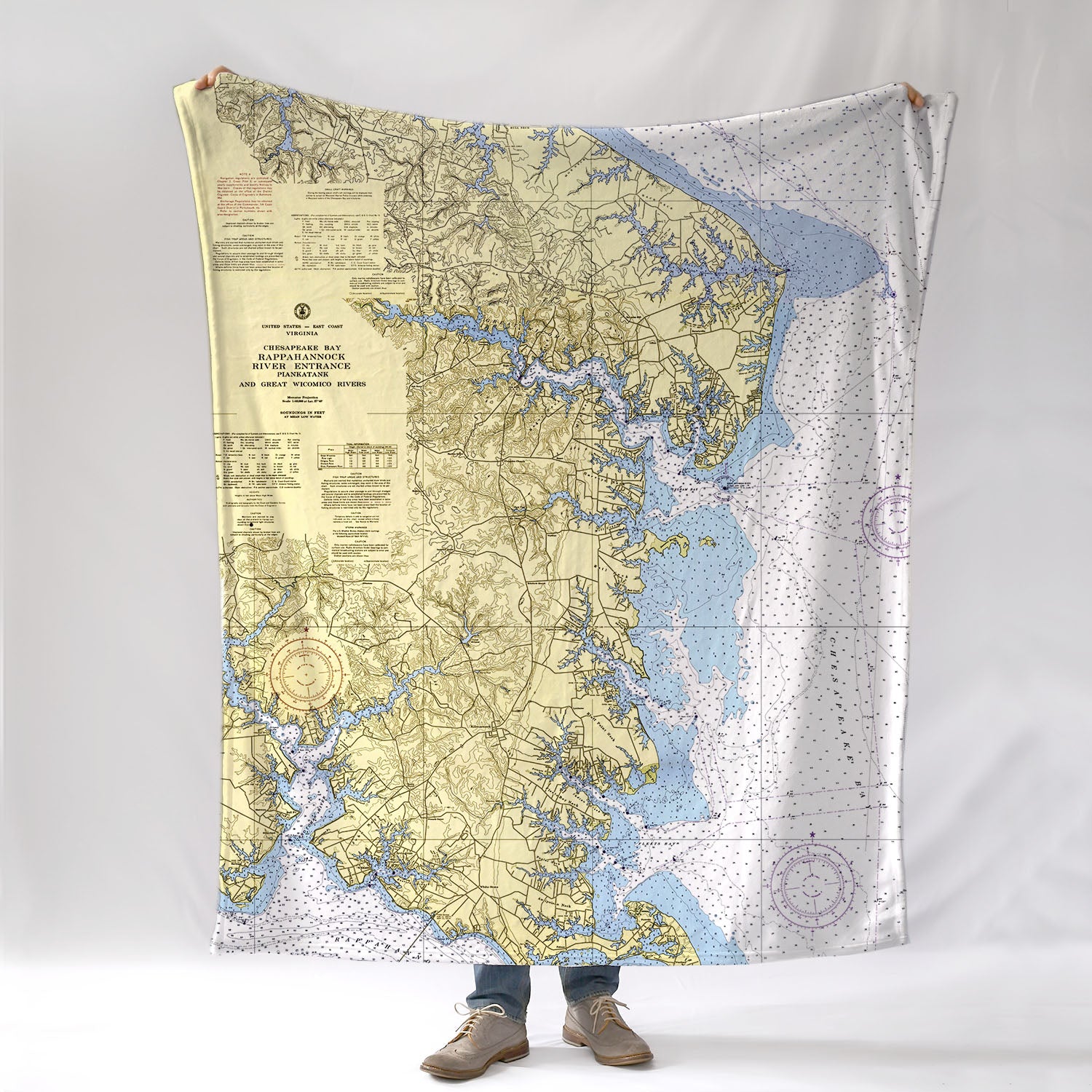 Northern Neck VA Chesapeake Chart Blanket