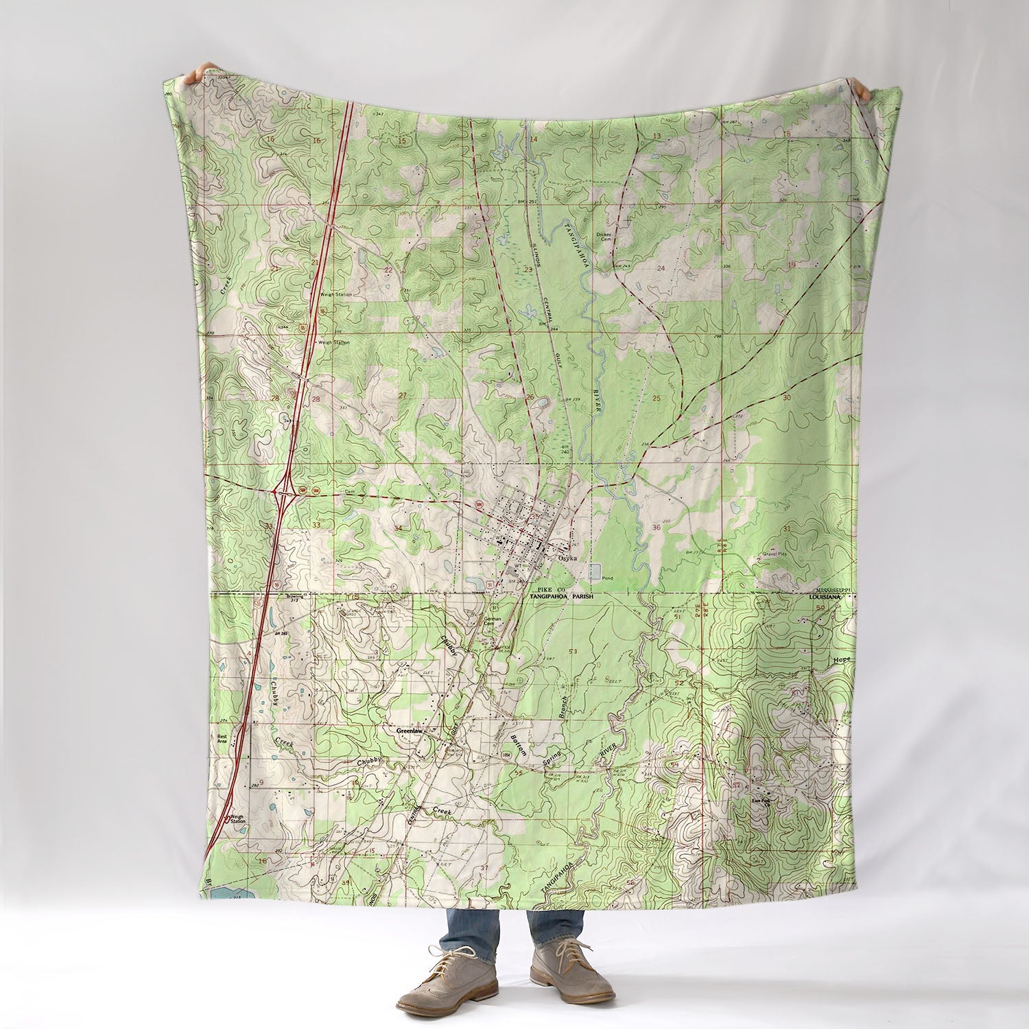 Osyka MS vintage Topo map Blanket