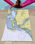 Sanibel Island Nautical Chart Quick-Dry Sport Towel – 30" x 60" Beach & Boat Towel