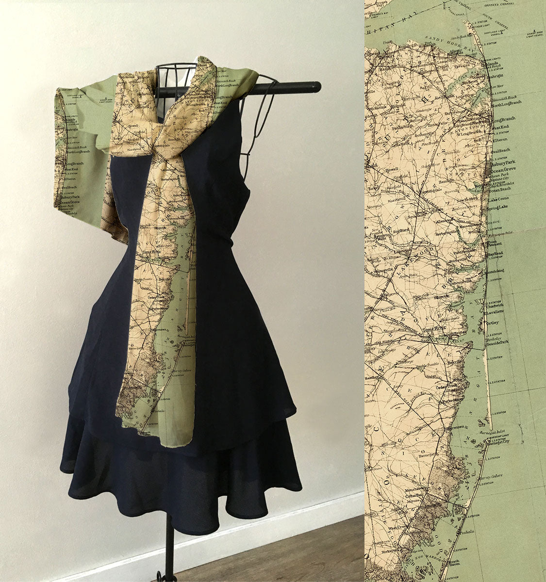 New Jersey Shore Vintage Map Scarf