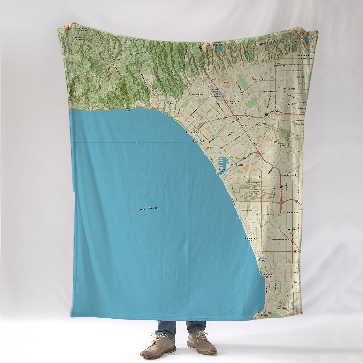 Santa Monica Bay, CA Charted Territory Map Blanket