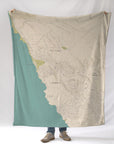 Cambria CA Sea Glass Town Map Blanket