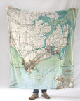 Hampton, Virginia Antique Map Blanket