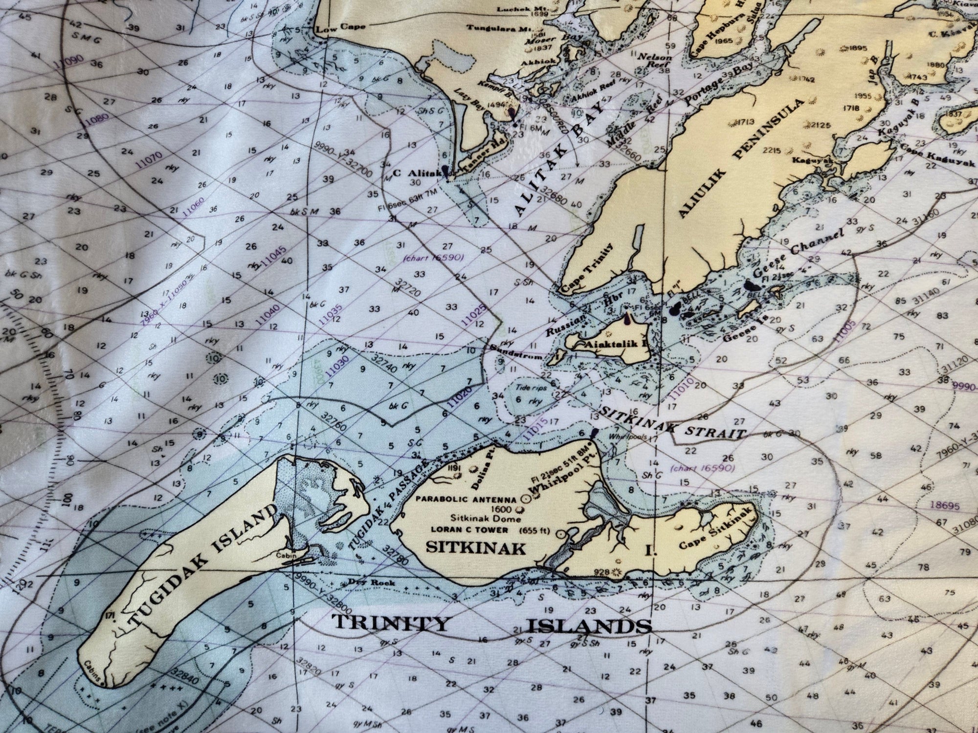 Kodiak Island, Nautical Chart Blanket