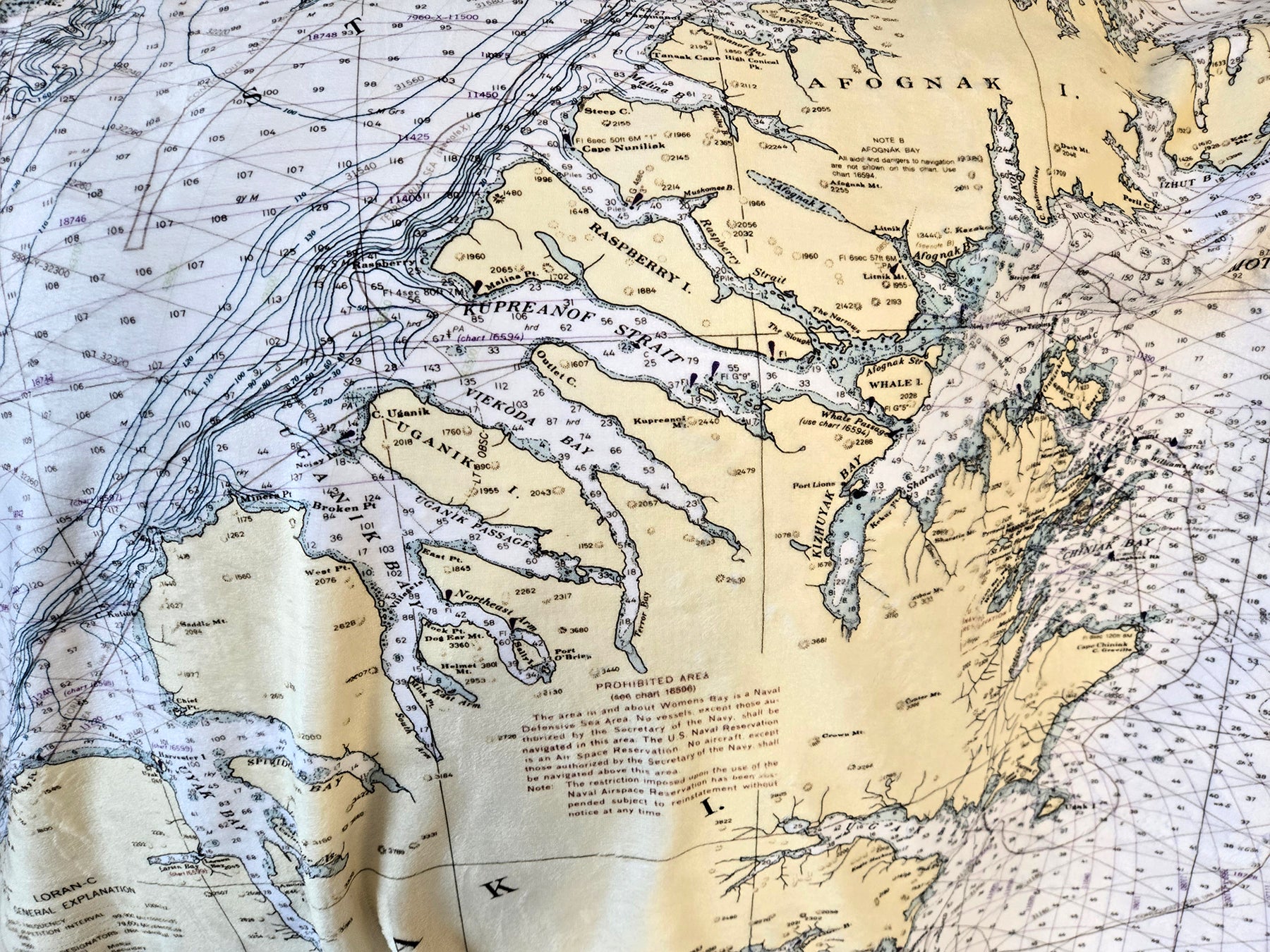 Kodiak Island, Nautical Chart Blanket