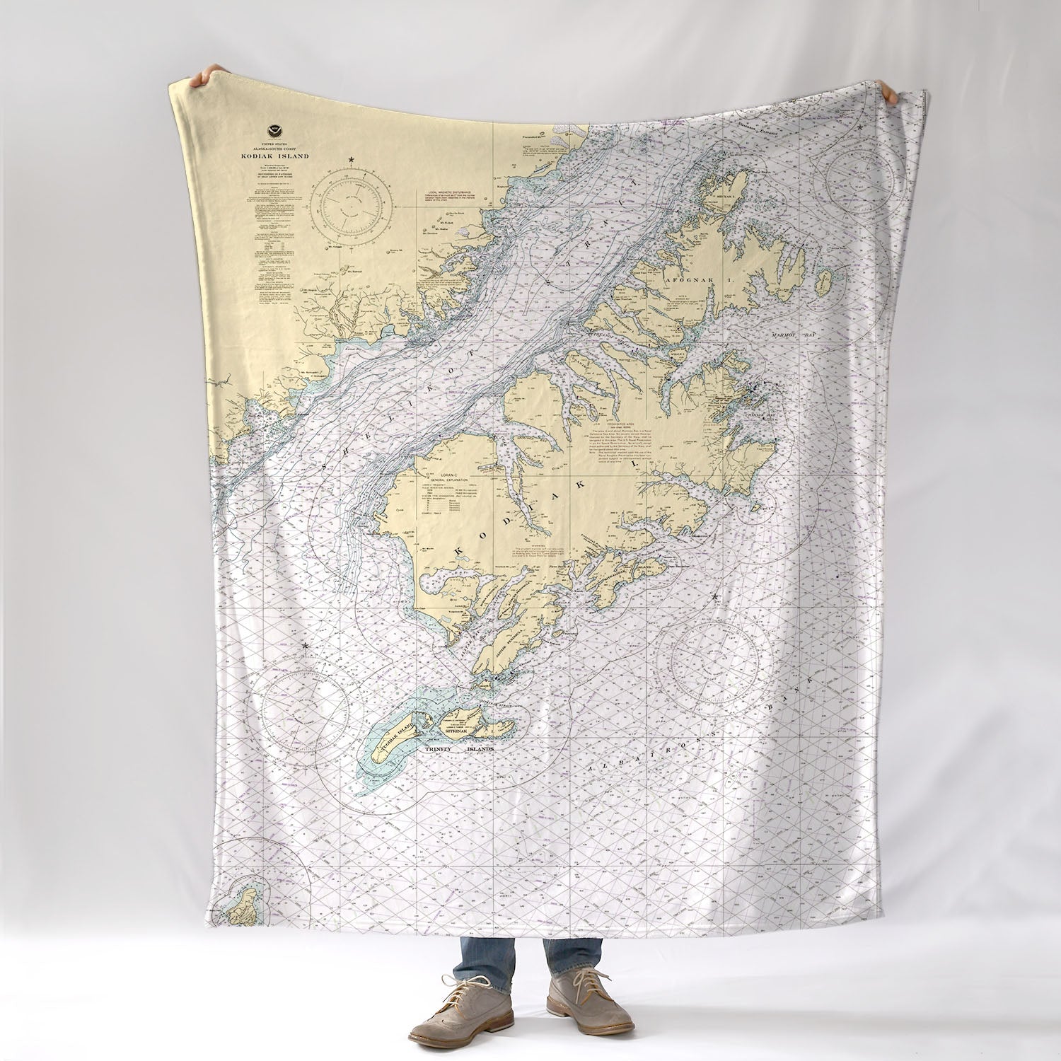 Kodiak Island, Nautical Chart Blanket