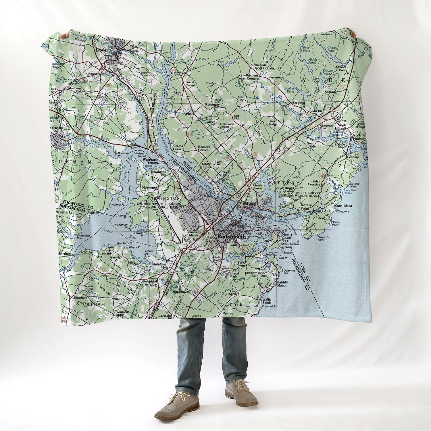 Portsmouth NH vintage Map Blanket