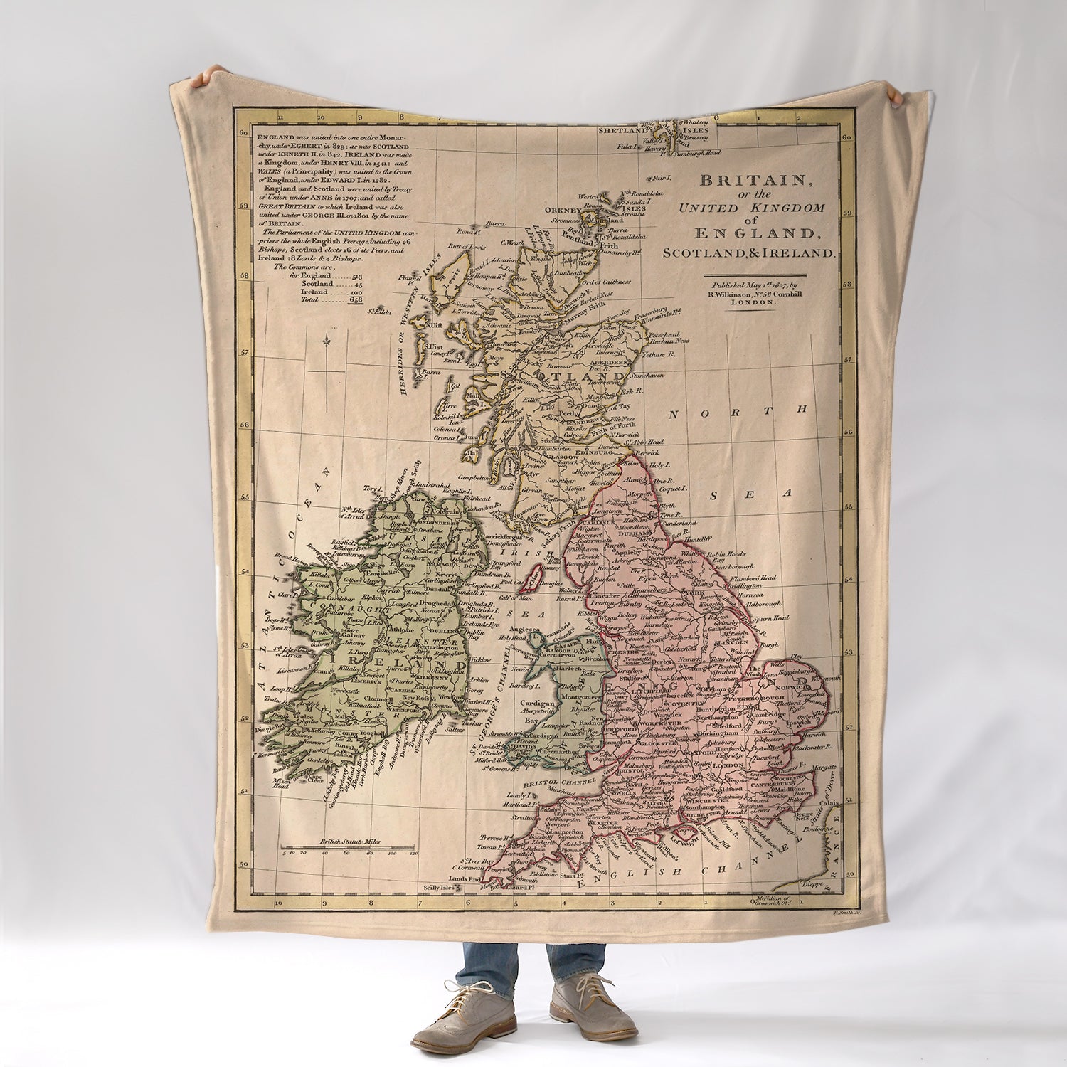 United Kingdom Vintage Map Blanket