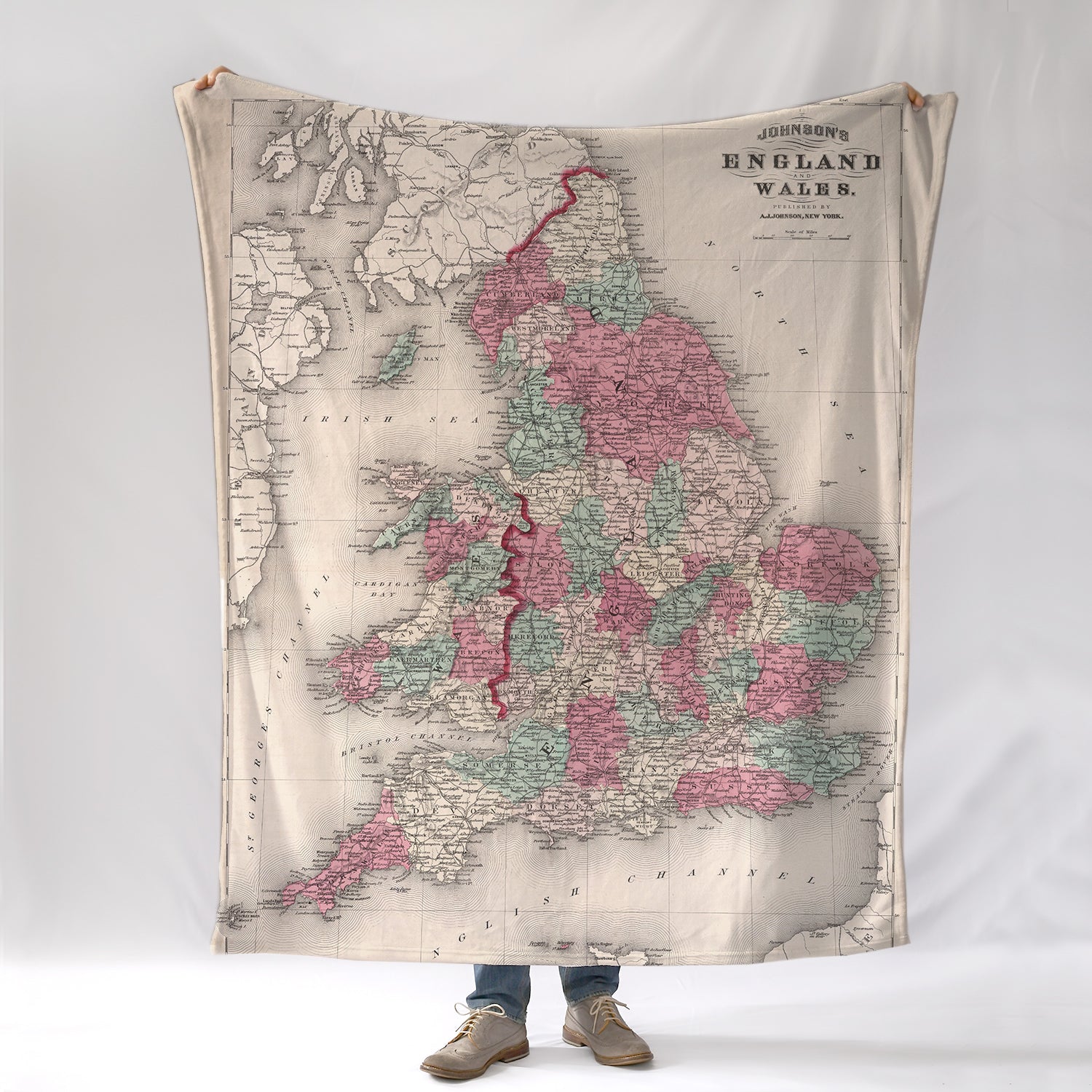 England & Wales Vintage Map Blanket