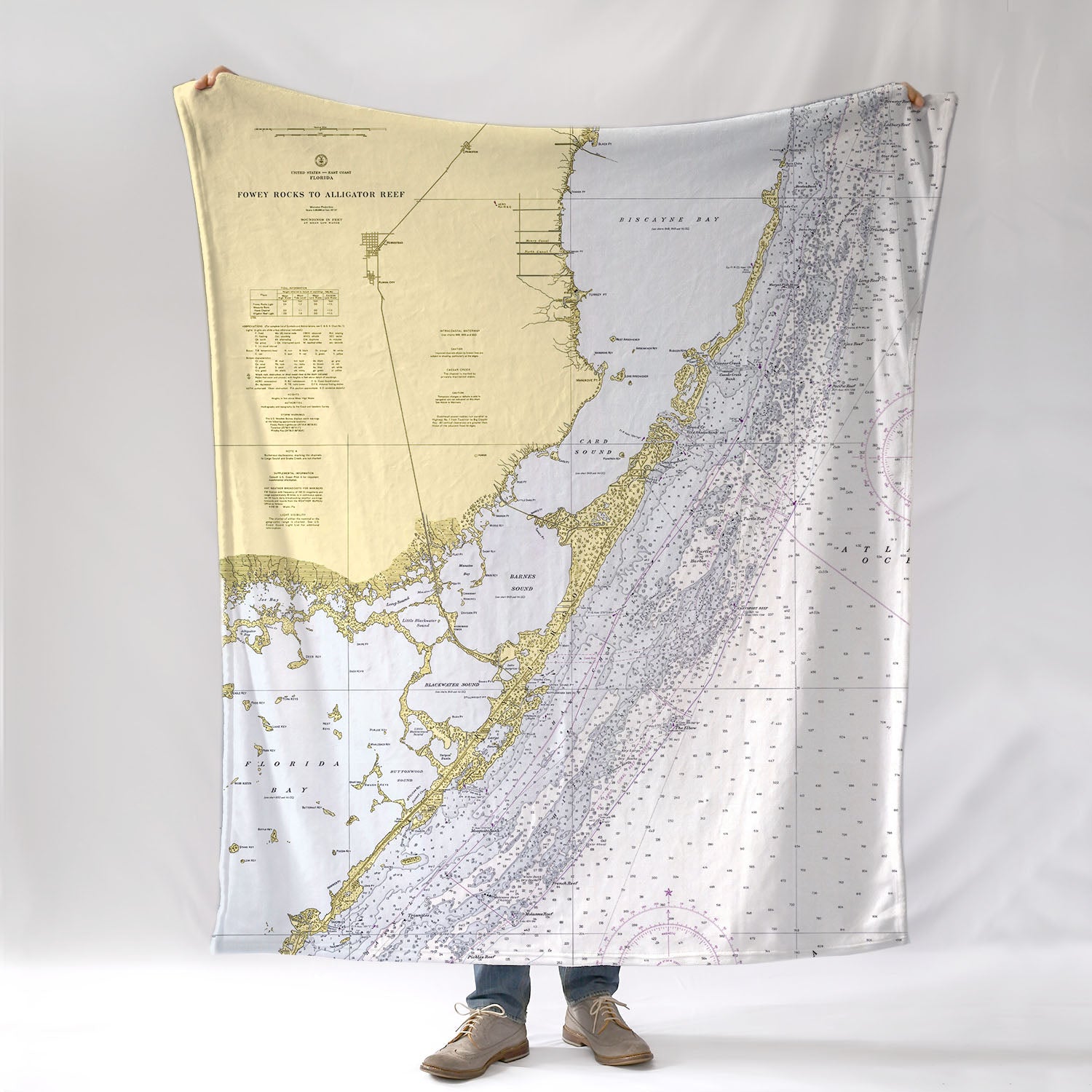 Key Largo, FL Nautical Chart Blanket