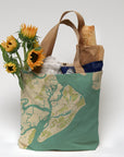 Hilton Head Sea Glass Map, No Labels Tote