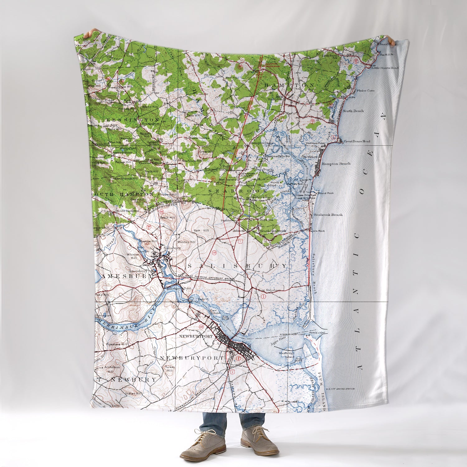 Amesbury - Newburyport MA Vintage Map Blanket