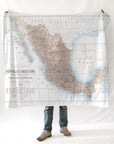 Mexico Vintage Map Blanket