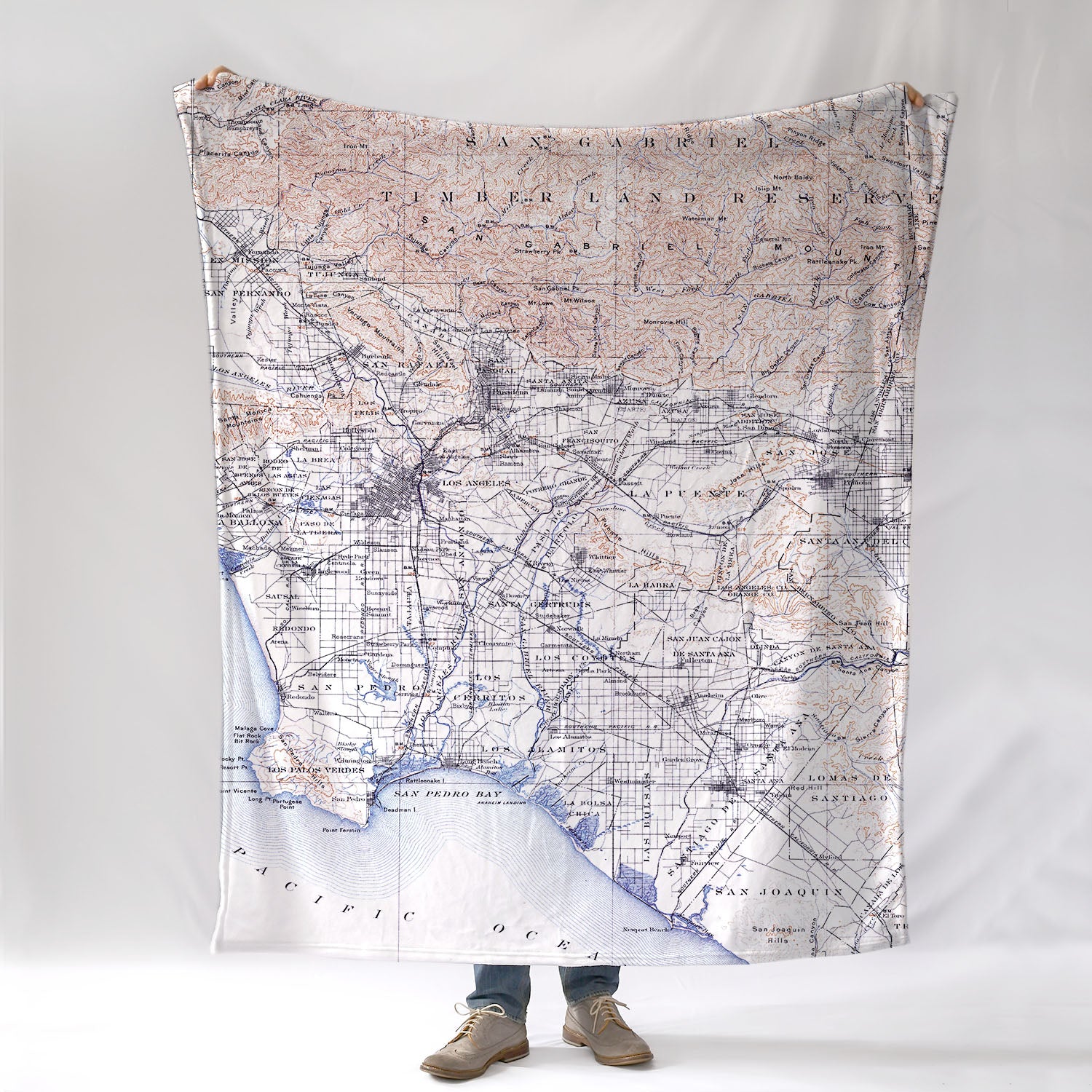 San Pedro, CA antique map Blanket