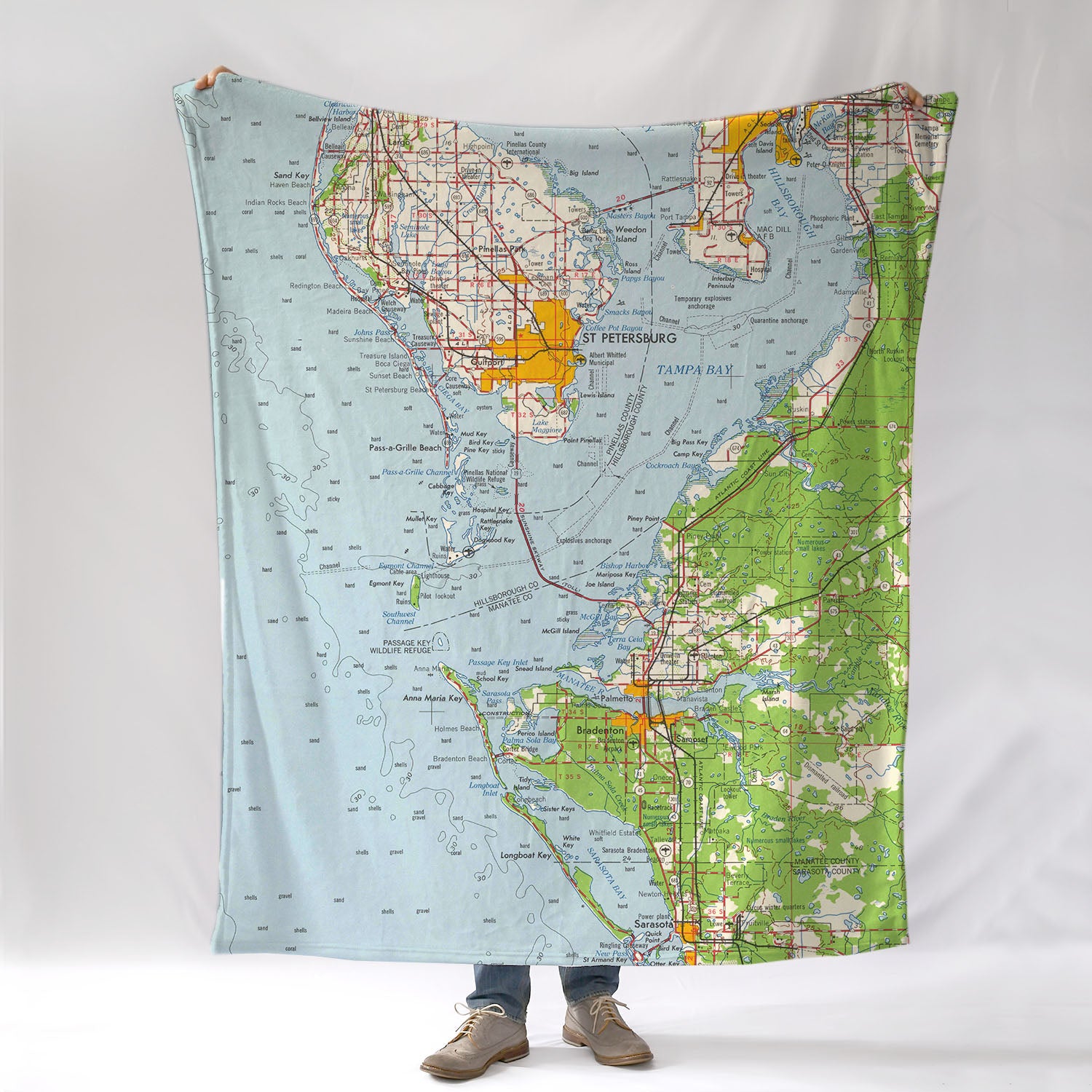 St. Petersburg / Tampa Chart, FL. Topo Map Blanket