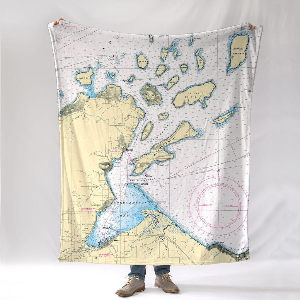 Madeline Island , WI Lake Superior Nautical chart Blanket