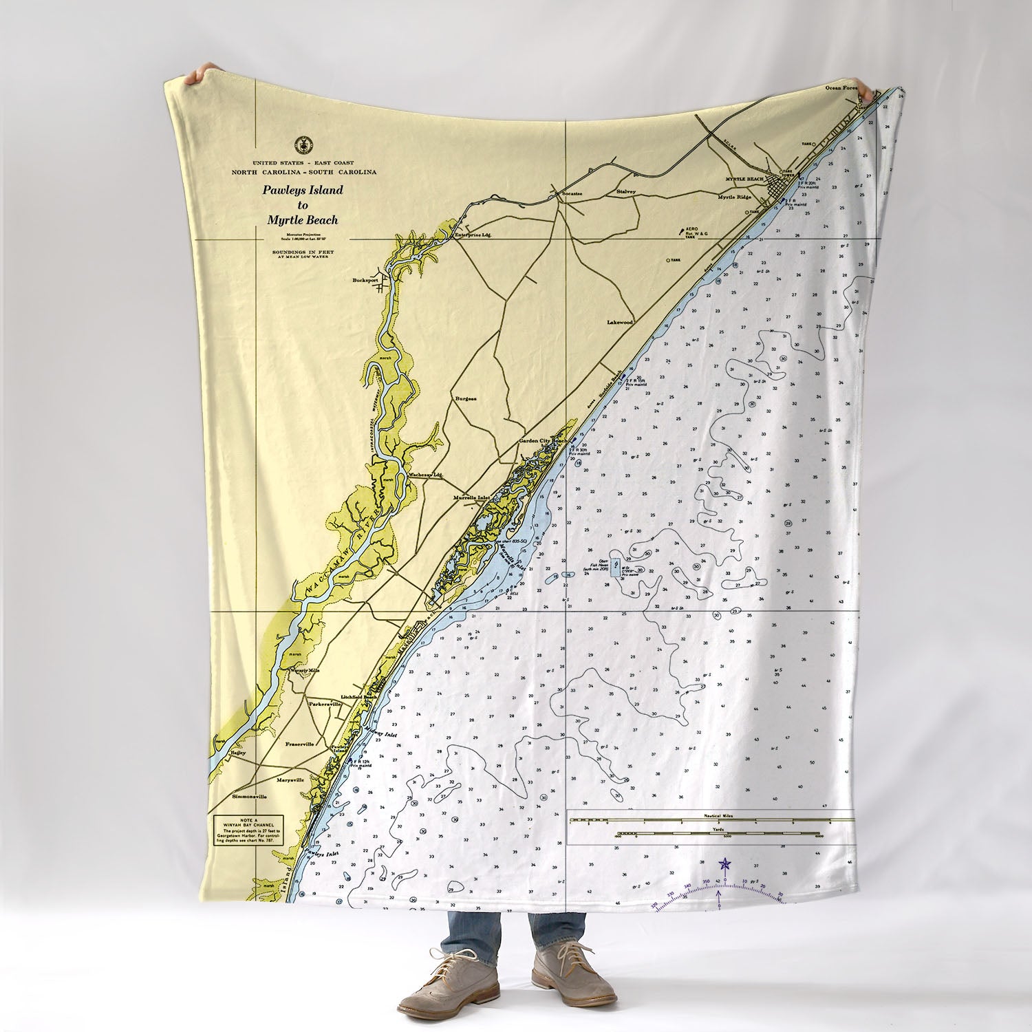 Winyah Bay to Myrtle Beach Chart Blanket