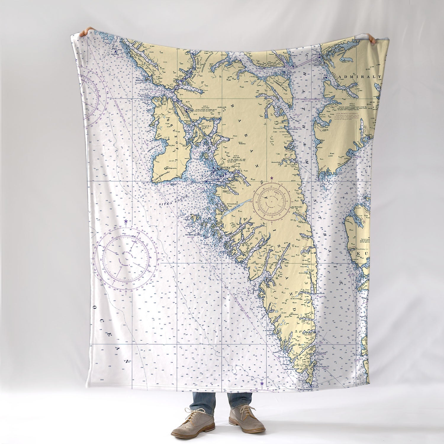 Baranof Island Alaska Nautical Chart Blanket