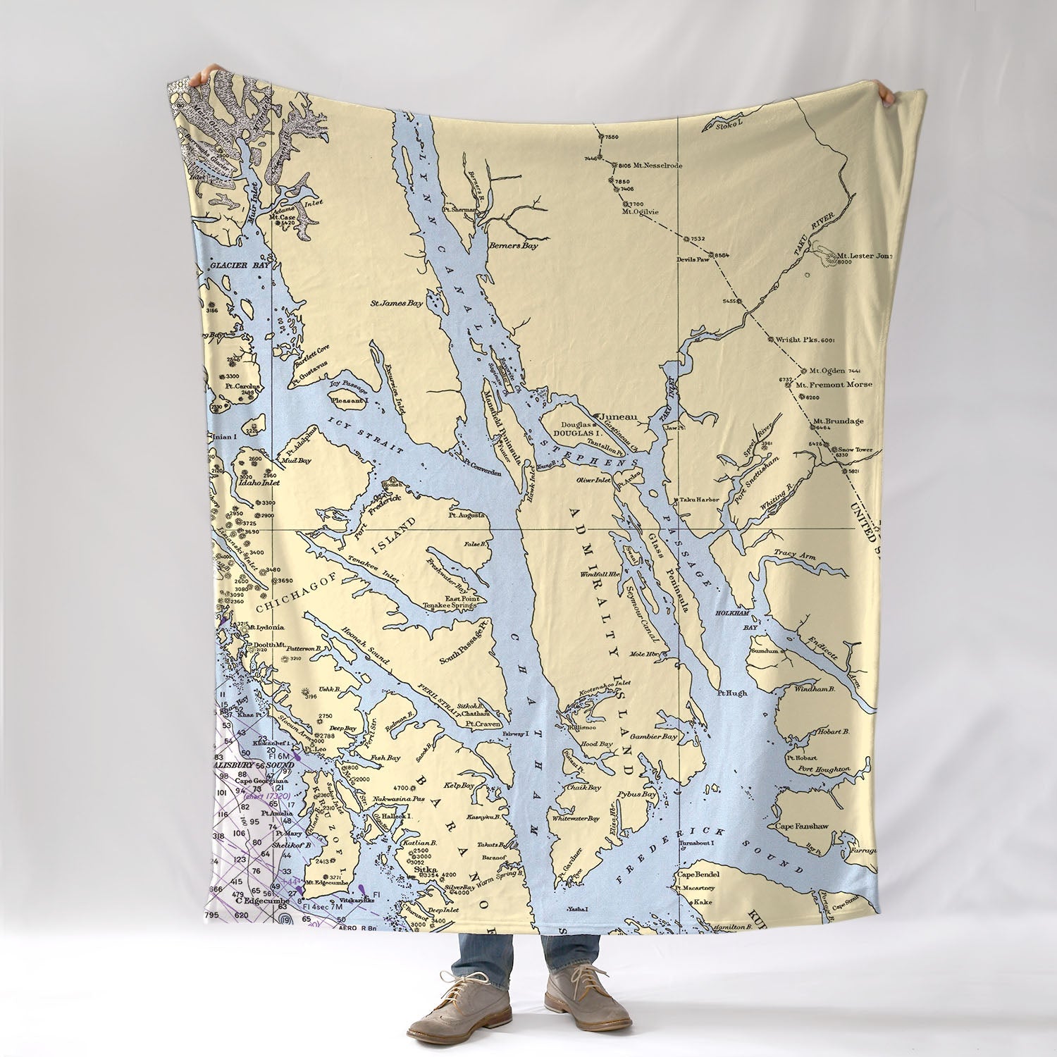 Admiralty Island / Juneau Nautical Chart Blanket