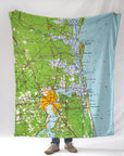 Jacksonville FL Topo Map Blanket