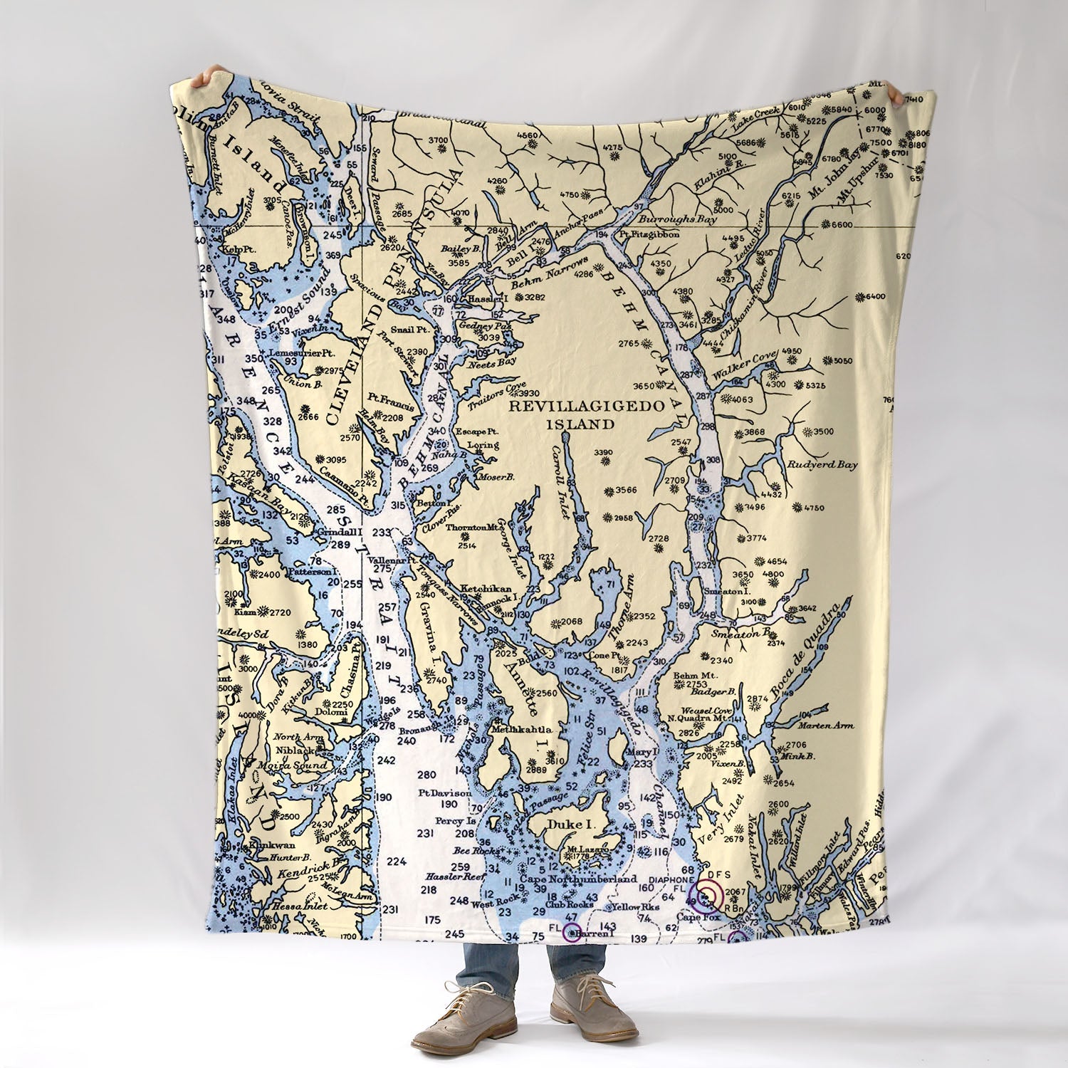 Ketchikan AK Nautical Chart Blanket