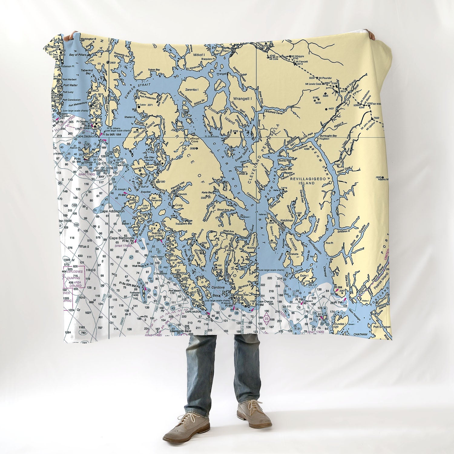 Ketchikan with Prince of Wales Island, AK Nautical Chart Blanket