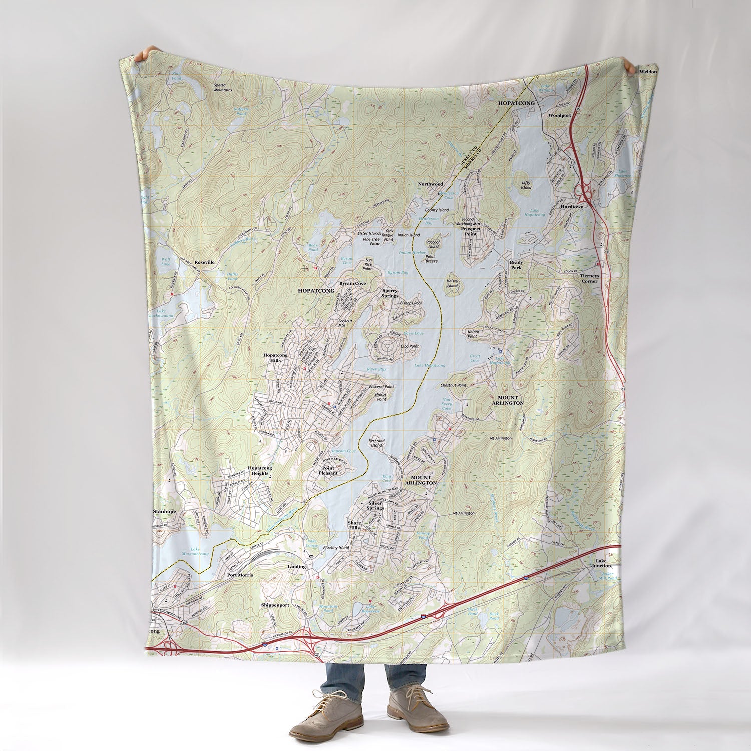 Lake Hopatcong, NJ Topo Map Blanket