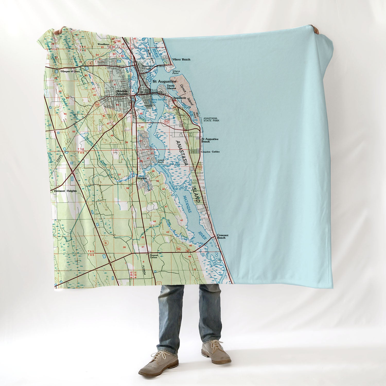 Saint Augustine FL Vintage Topo map Blanket