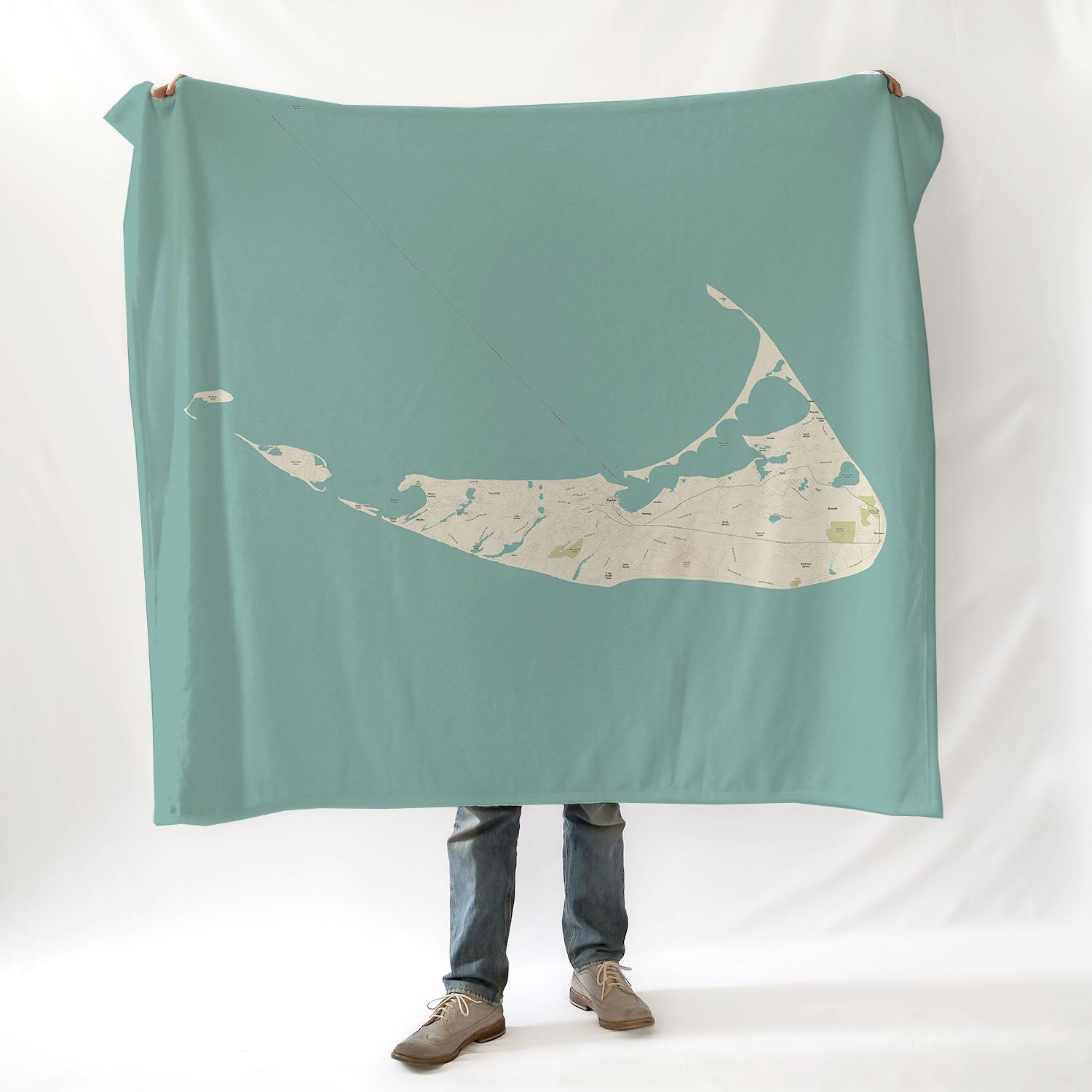 Nantucket, MA Sea Glass Map Blanket