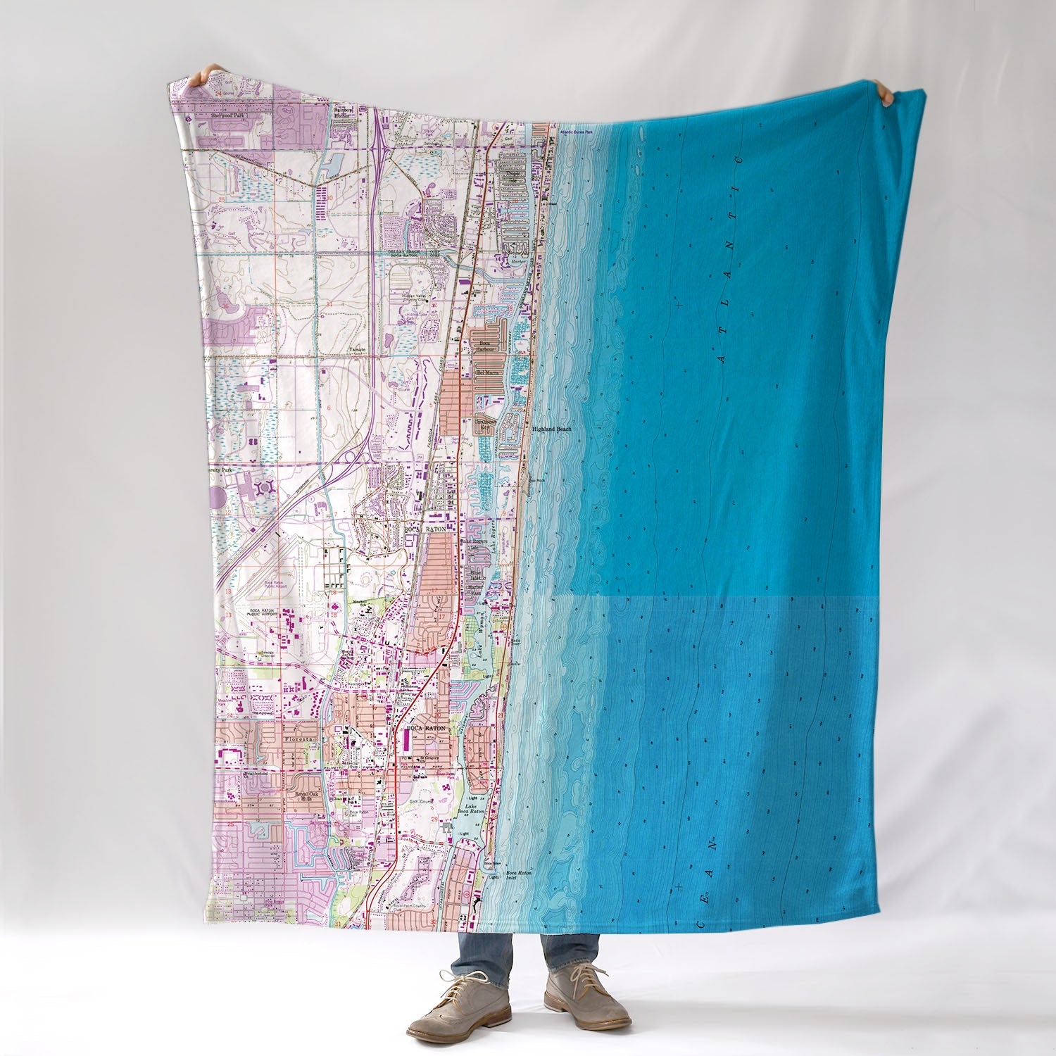 Boca Raton Topo Map Blanket