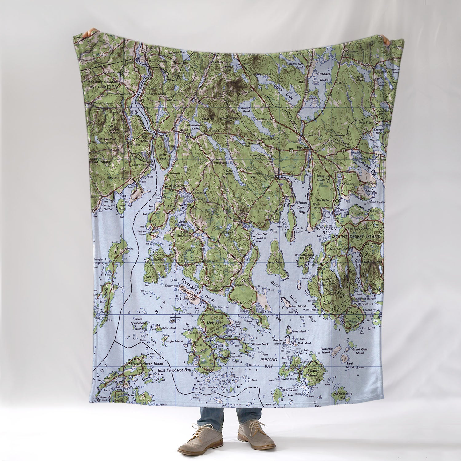 Blue Hill, ME Topo Map - muted Blanket