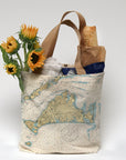 Martha's Vineyard , MA Bright Nautical Chart Tote