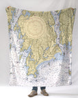 Hermit Island Nautical Chart Blanket