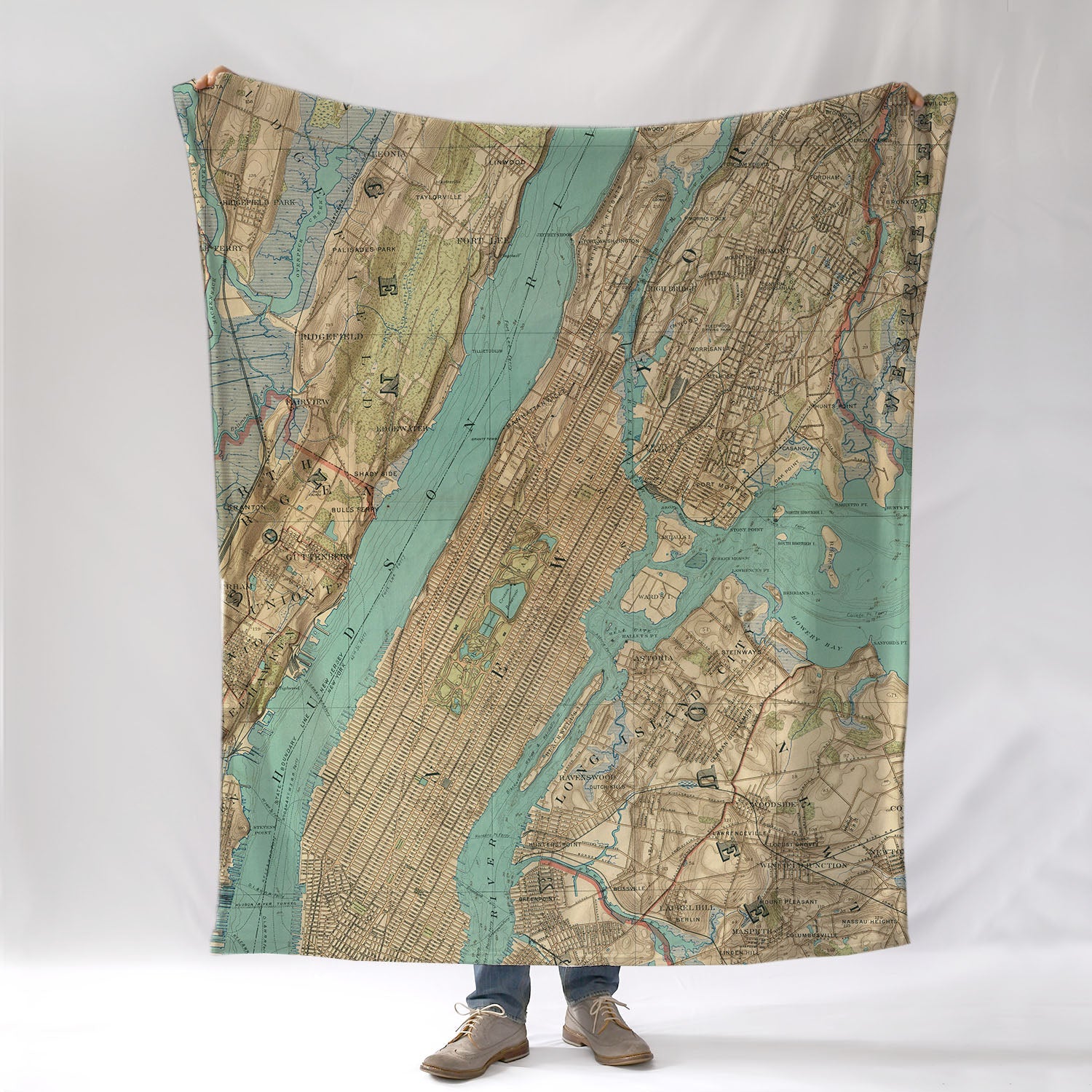 City & County of New York, NYC, Antique Map Blanket