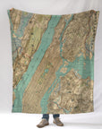 City & County of New York, NYC, Antique Map Blanket